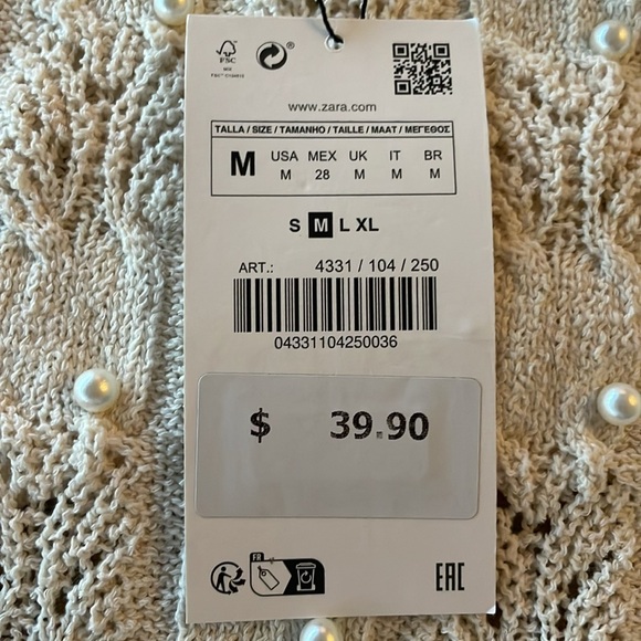 Zara Knitwear Top with Faux Pearls - Picture 5 of 5